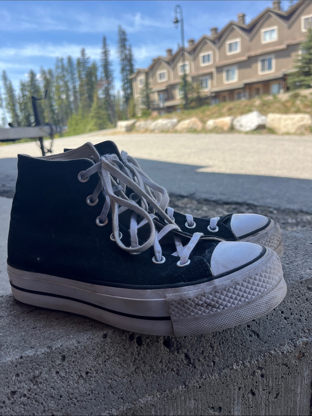 Converse Black and White High-Top Platform Sneakers - Women
